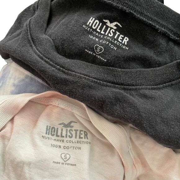 Hollister Small T-Shirt Set of 2 Cropped Tees Top Tie Front TieDye - Picture 2 of 10
